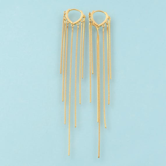 Gold Tassel Earrings,Hugging Hoop Jewelry Earrings,Hoop Earrings,Gift for Her,18K Gold