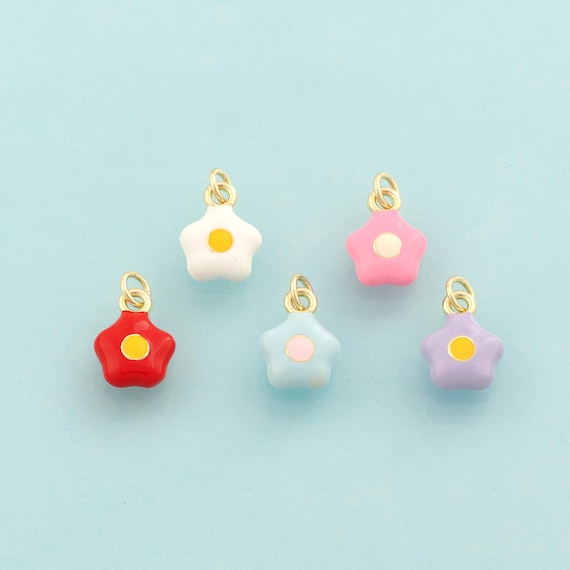 Gold Star Charms,Celestial Jewelry,Enamel Starburst Pendant for DIY Jewelry Making,18K Gold