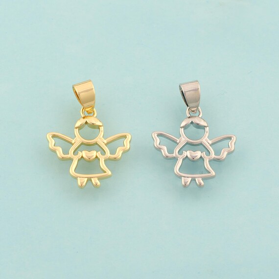 Gold Cupid Charms,Angel Jewelry,Heart Pendant for DIY Jewelry Making,18K Gold