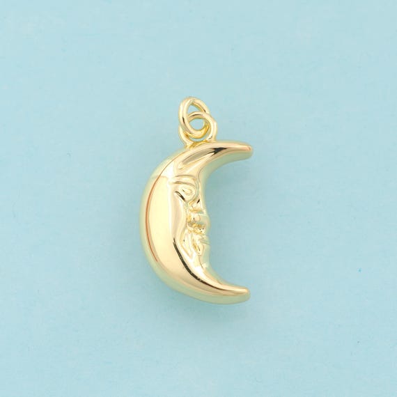 Gold Moon Charms,Minimalist Jewelry,Moon Pendant for DIY Jewelry Making,18K Gold