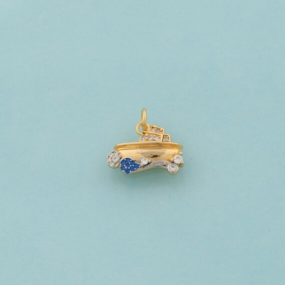 Gold CZ Ship Charms,Ship Jewelry,Ship Pendant for DIY Jewelry Making,18K Gold
