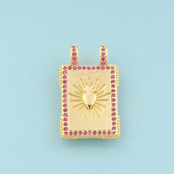Gold CZ Carrot Charms,Vegetable Jewelry,Square Pendant for DIY Jewelry Making,18K Gold