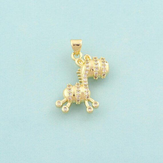 Gold CZ Horse Charms,Animal Jewelry,Horse Pendant for DIY Jewelry Making,18K Gold
