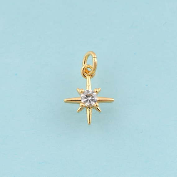Gold CZ Polaris Charms,Star Jewelry,Polaris Pendant for DIY Jewelry Making,18K Gold
