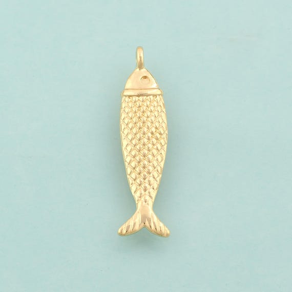 Gold Fish Charms,Marine Life Jewelry,Fish Pendant for DIY Jewelry Making,18K Gold
