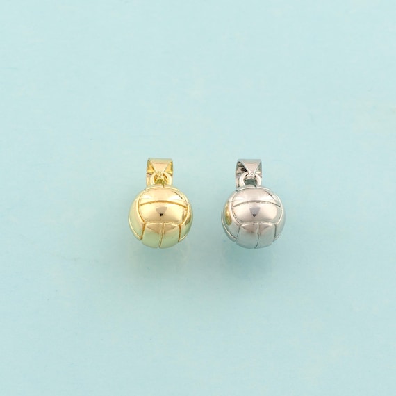 Gold Volleyball Charms,Sports Jewelry,Volleyball Pendant for DIY Jewelry Making,18K Gold