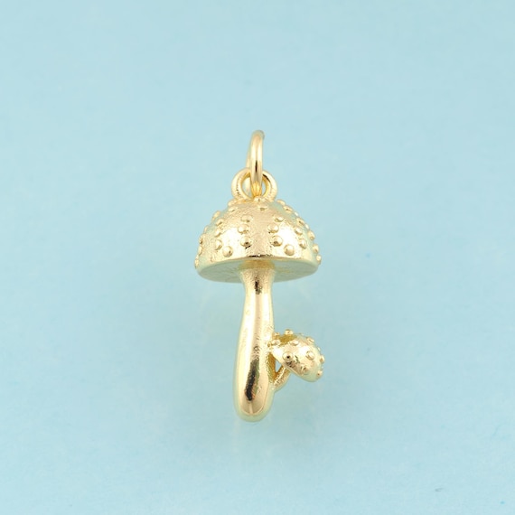 Gold Mushroom Charms,Minimalist Jewelry,Mushroom Pendant for DIY Jewelry Making,18K Gold