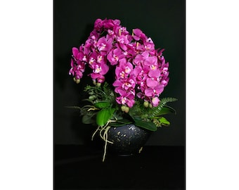 Pink, Orchid, Arrangement, Artificial, Centerpiece, Real Touch, Flowers, Elegant, Silk, Flower, Faux, Floral, Decor