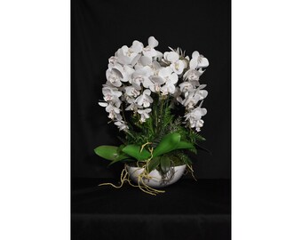 White Flower Orchid, Artificial Orchid Flower, Real Touch Floral Arrangement, Artificial Table Centerpiece