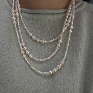 Extra Long Freshwater Pearl Necklace – 160cm Convertible Wrap – Multi Strand Layered Pearl Choker, Handmade Statement Jewelry