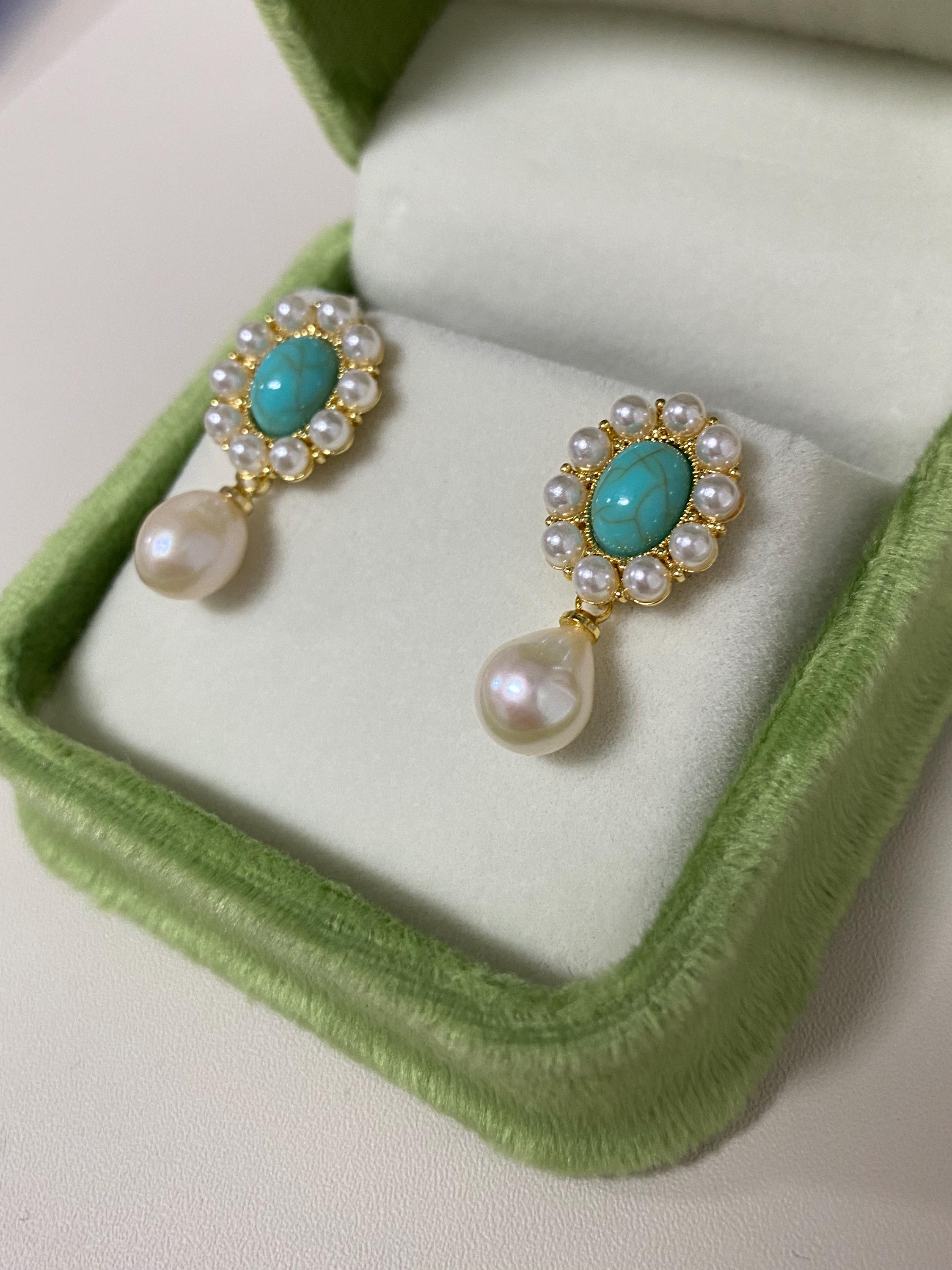 Orecchini Pendenti Vintage Con Perle Barocche - Placcati Oro 18kt, Design A Goccia Con 3 Perle Irregolari, Fatti A Mano, Ipoallergenici, Stile Bohémien - 2