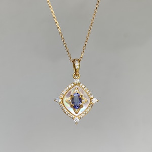 Tanzanite Pendant Necklace - Vintage Inspired Dainty December Birthstone Jewelry - Zircon Halo Charm - Elegant Gift for Her