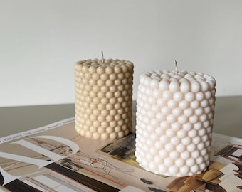 Pearl - Beaded Candle | Bubble | Pearl | Standing Candle | Sphere | Candle | Handmade | Decor | Sustainable | Soy Wax | Self-made | Gift | Set