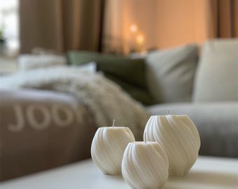 Chloé - twisted candle | swirl candle | set of 3 | sustainable | soy wax | self-made | gift | modern | twisted