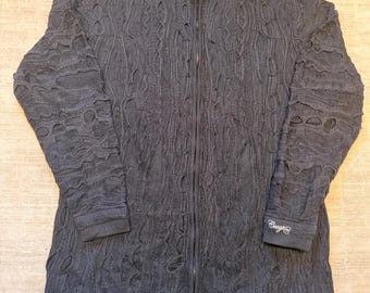 Auténtica chaqueta vintage COOGI Australia 3D 4XL de punto negro con cremallera, de algodón mercerizado.