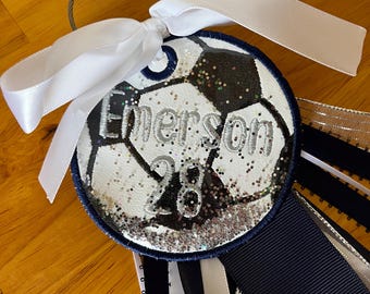 Soccer Applique Shaker bookmark/bag tag/ ornament machine embroidery DIGITAL FILE