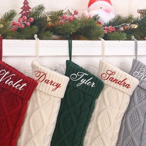 Personalized Family Christmas Stockings,2025 Embroidered Christmas Stocking,Knitted Stockings With Name,Monogram Stocking,Holiday Decor Gift