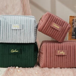 Borsa da viaggio per articoli da toeletta, borsa per cosmetici, borsa per il trucco personalizzata, regalo di compleanno per lei, regali personalizzati per damigelle d&#39;onore, regalo di nozze, regali di Natale