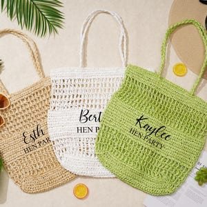 Initials handle bag,Personalized Beach Tote Bag, Custom Beach straw bag,Girls travel tote bag,Raffia beach bag, Bachelorette party gift bag