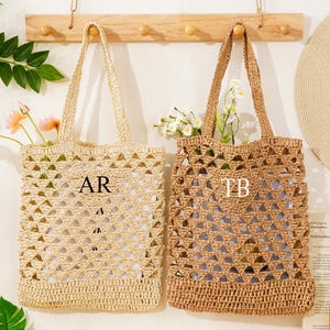 Personalized Beach Tote Bag,Monogram Bridesmaid Gift Bag,Custom Beach Straw Bag,Party Favor Bag,Bachelorette Party Bag,Girls travel tote bag