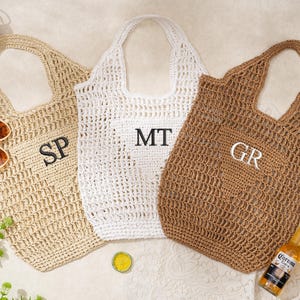 Personalized Beach Tote Bag, Custom Beach straw bag, Initials handle bag,Girls travel tote bag,Raffia beach bag, Bachelorette party gift bag