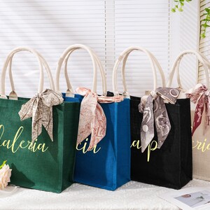 Personalized Canvas Tote Bag - 16oz Custom Bridal Party Bag, Bridesmaid Gift, Reusable Hen Party Tote, 14x12 Inches - View #3