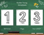 Number Tracing Worksheets, Number Writing Practice, Homeschool, 1-10 Tracing Practice, Handwriting Practice, Traceable Numbers