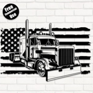 Semi Truck With Flag Svg, Semi Truck Clipart, Semi Truck Shirt, Semi Trailer SVG, US Trucker Svg Truck Driver, US Flag, Free Commercial Use