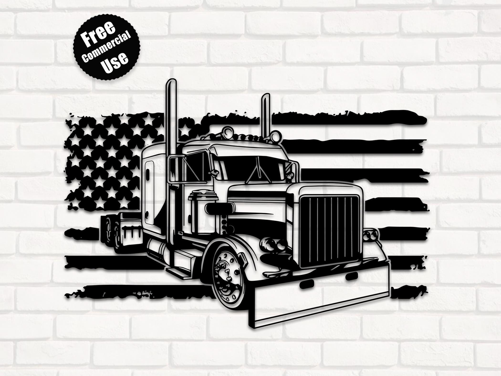 Semi Truck With Flag Svg, Semi Truck Clipart, Semi Truck Shirt, Semi Trailer SVG, US Trucker Svg Truck Driver, US Flag, Free Commercial Use