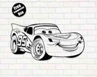 Lightning Mcqueen SVG, Cars SVG, Cars PNG Clipart, Retro Lightning Mcqueen 95 Piston Cup Png, Disney Family Trip, Free Commercial Use