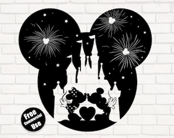 Mickey Castle Head SVG, Castle SVG, Castle Fireworks Svg, Castle Svg, Fireworks Svg, Mickey Silhouette Castle Png, Free Commercial Use