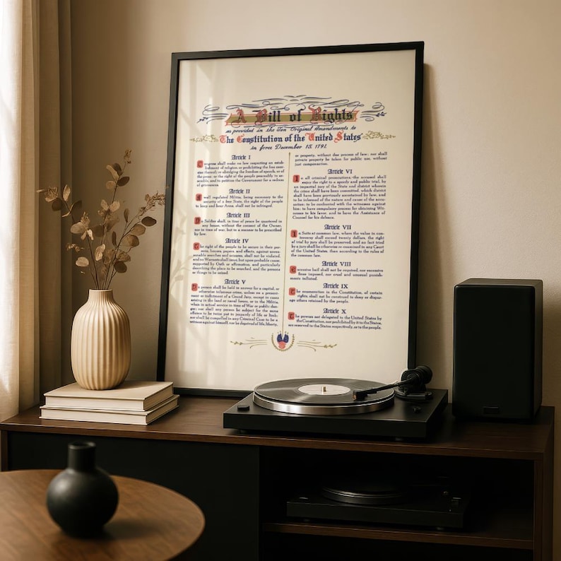 A Bill of Rights 1791 Vintage Poster Print US Constitution 10 ...