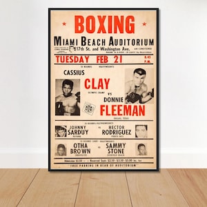 ¡Póster impreso, folleto publicitario promocional, folleto publicitario, cartel de pelea de boxeo vintage de los años 60 de Cassius Clay (Muhammad Ali) contra Donnie Fleeman!