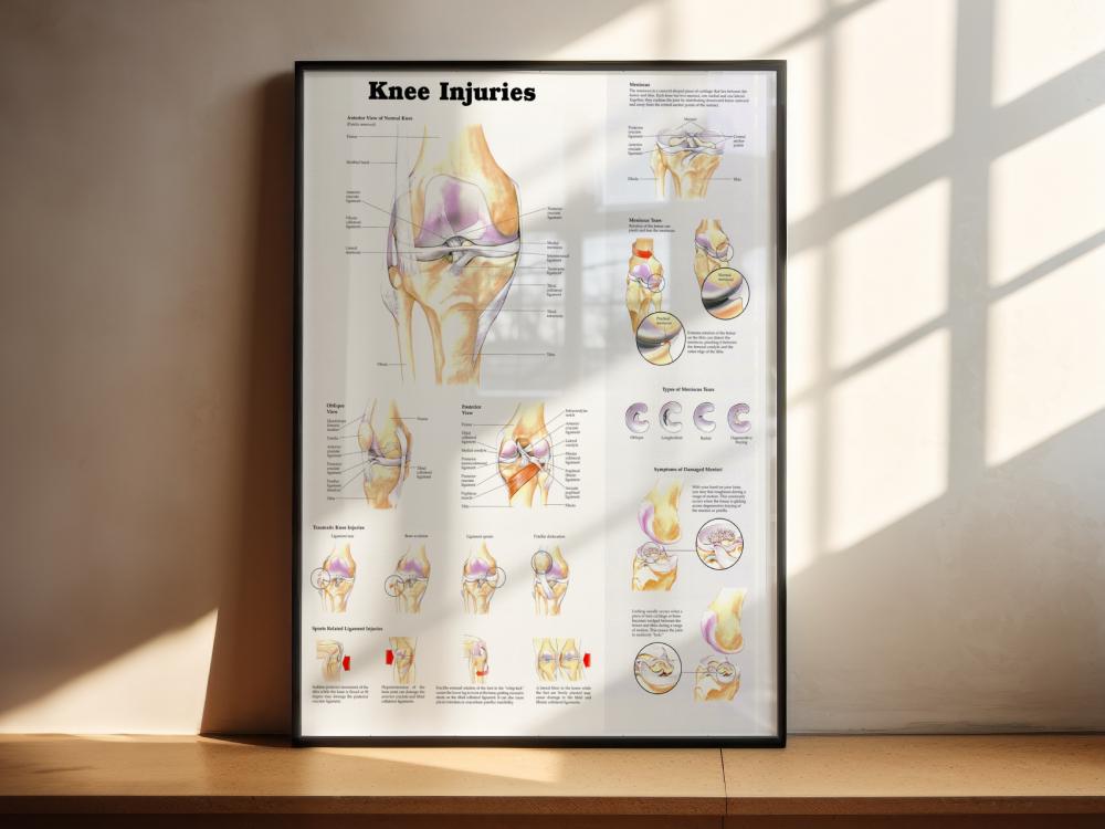 Knee Injuries System Wall Chart Poster Print Anatomical Human Body ...