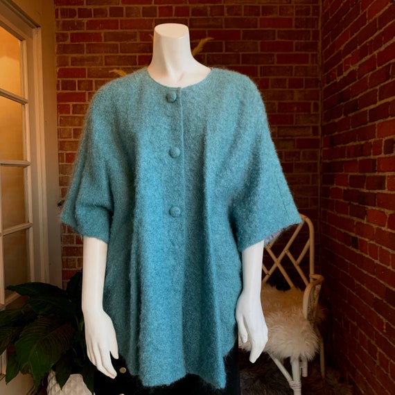 1950s Tiffany Blue Mohair Cape