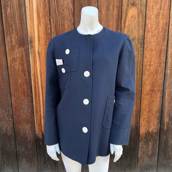 1980s Bill Blass Navy Cotton Jacket - image 1