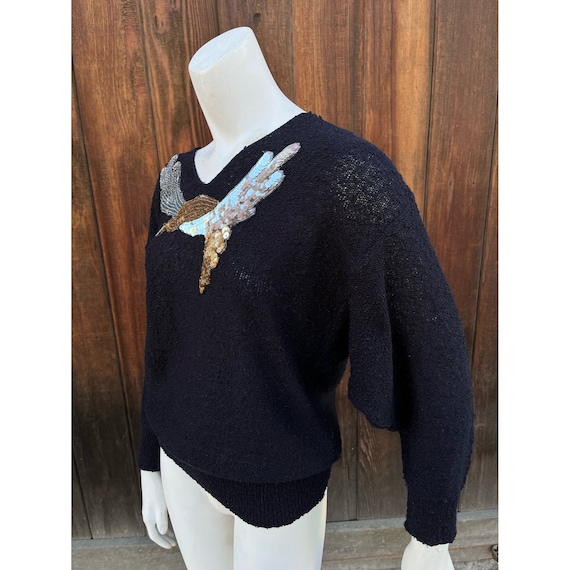 70’s Sequin Embellished Floral Retro Sweater