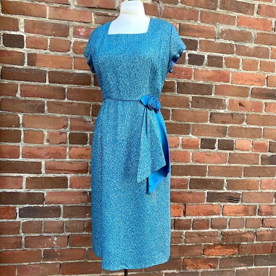 1950s Blue Lurex Dress VLV
