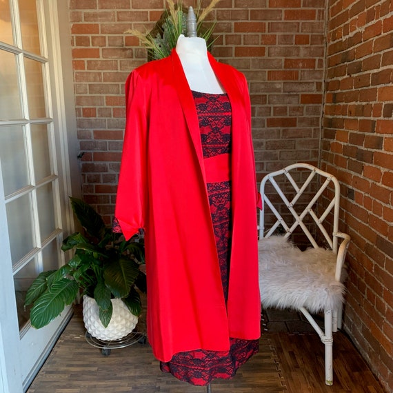 1950s Red & Black Lace Dress and Overcoat - image 4