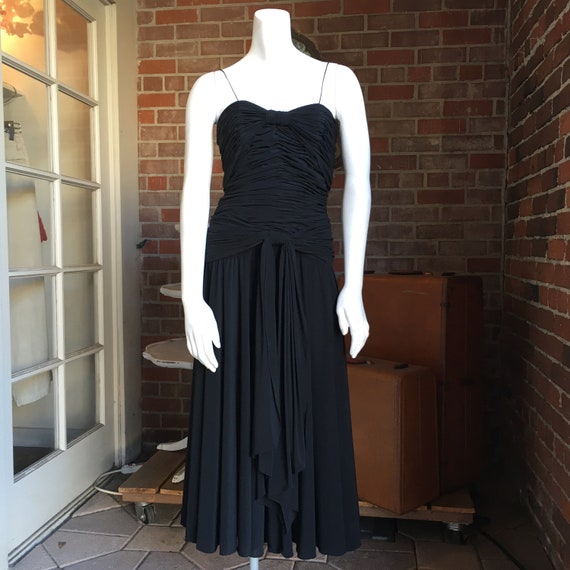 1980s Oleg Cassini Ruched Dress