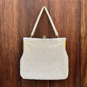 1960s Cream Beaded Bag