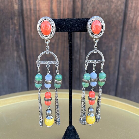 1960s Beaded Chandelier Earrings - image 1