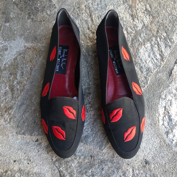 1980s Nicole Miller Stuart Weitzman Collab Red Lip