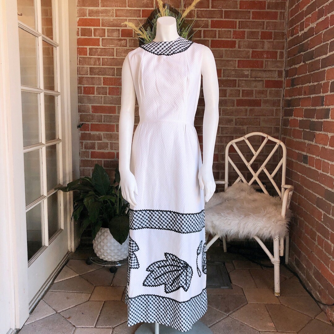 1960s Pique Cotton Gingham and Rick Rack Maxi Dress - Etsy