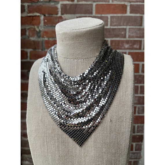 Mid Century Mesh Chainmail Bib Necklace - image 2