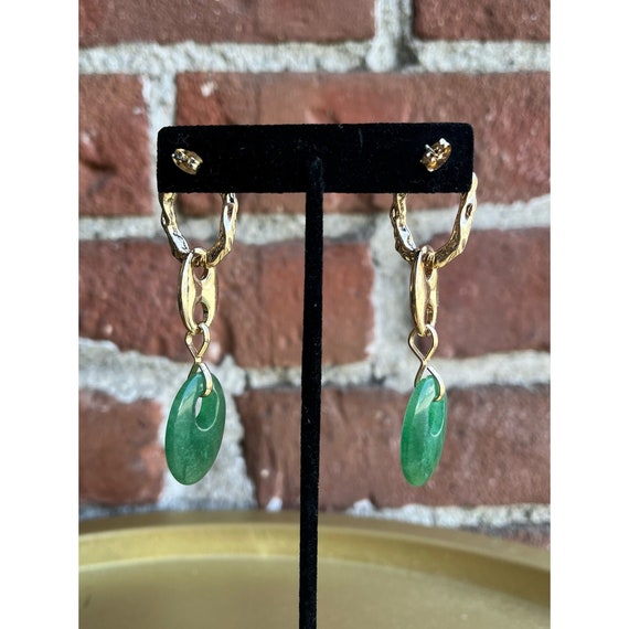 1990s Gold and Jadeite Earrings - image 2