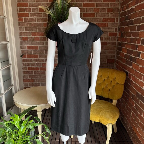 1950s Black Wiggle Dress - image 1