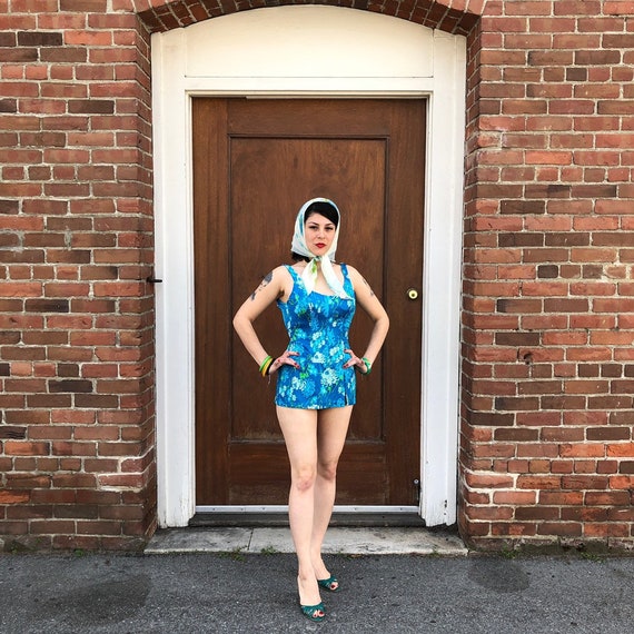 1960s Blue Hawaiian Swimsuit