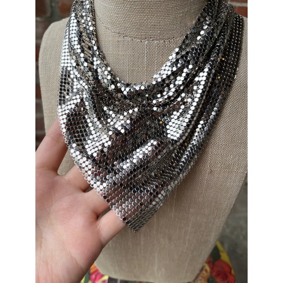 Mid Century Mesh Chainmail Bib Necklace - image 3