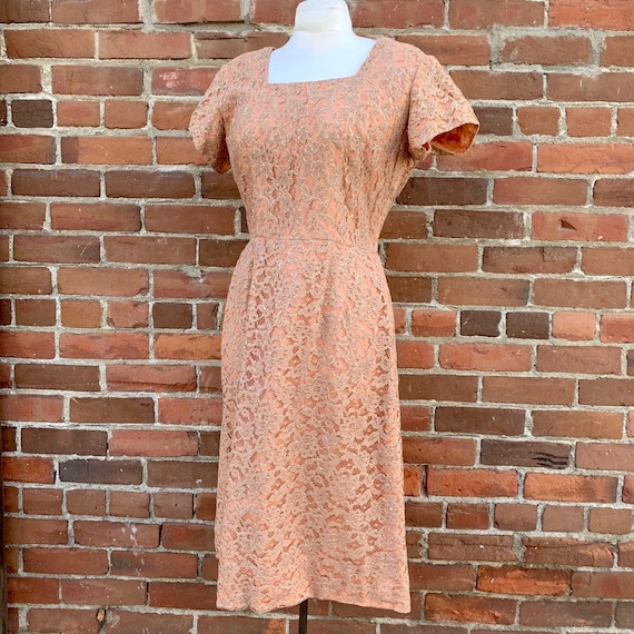 1950s Gold and Champagne Lurex Dress